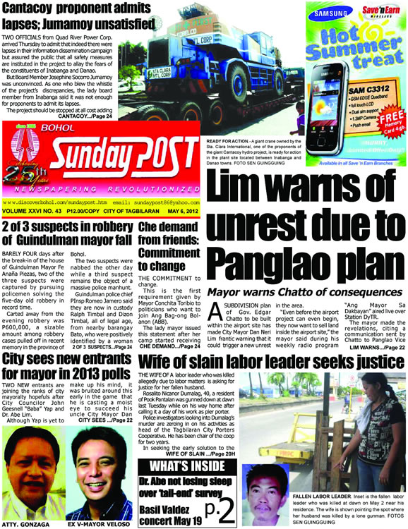 Bohol News, Online news in Bohol, leading bohol newspaper