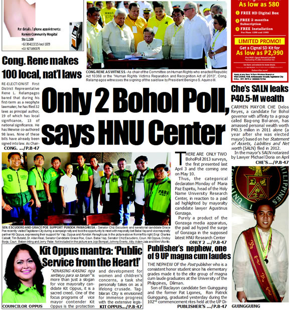 Bohol Sunday Post - Bohol Newspaper - Bohol news online - Bohol online news - Bohol latest news - Bohol news update - Bohol breaking news - What's happening in Boho