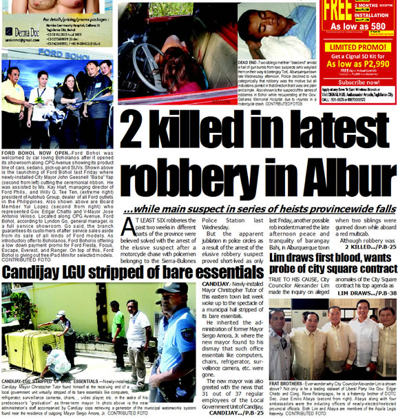 Bohol Sunday Post - Bohol Newspaper - Bohol news online - Bohol online news - Bohol latest news - Bohol news update - Bohol breaking news - What's happening in Boho