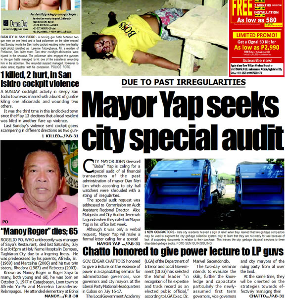 Bohol Sunday Post - Bohol Newspaper - Bohol news online - Bohol online news - Bohol latest news - Bohol news update - Bohol breaking news - What's happening in Boho