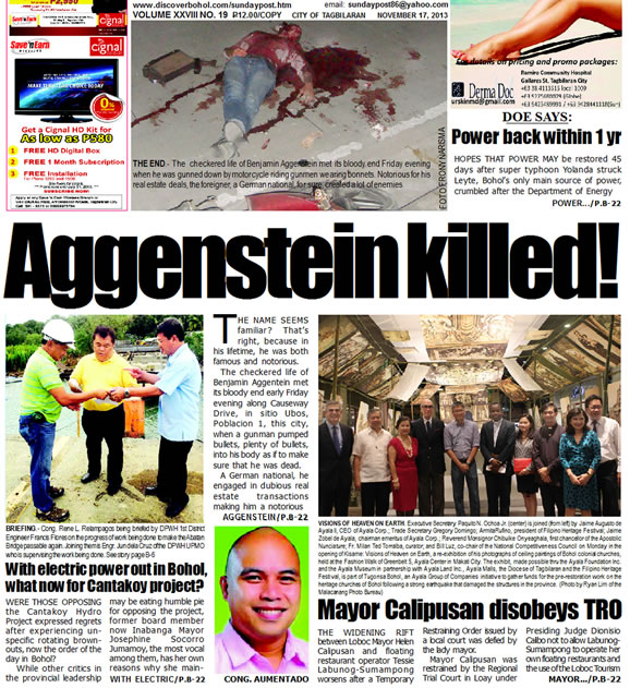 Bohol Sunday Post - Bohol Newspaper - Bohol news online - Bohol online news - Bohol latest news - Bohol news update - Bohol breaking news - What's happening in Bohol, Bohol earthquake