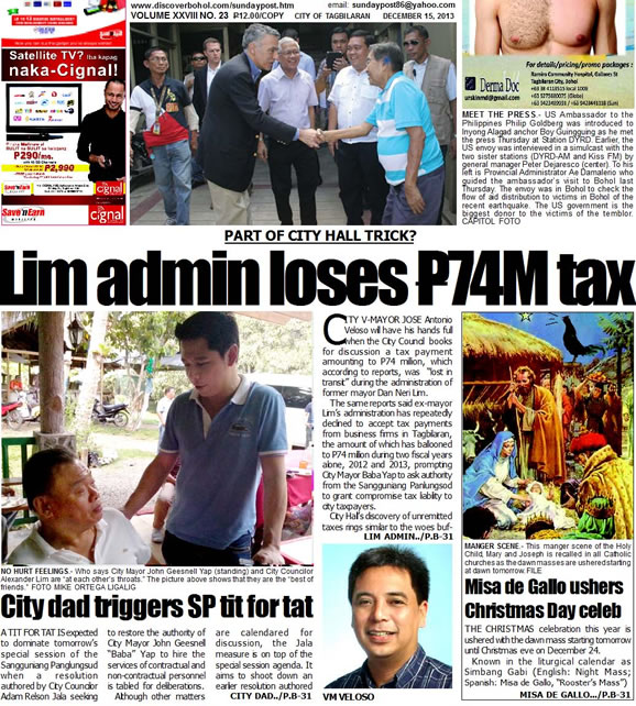 Bohol Sunday Post - Bohol Newspaper - Bohol news online - Bohol online news - Bohol latest news - Bohol news update - Bohol breaking news - What's happening in Bohol, Bohol earthquake