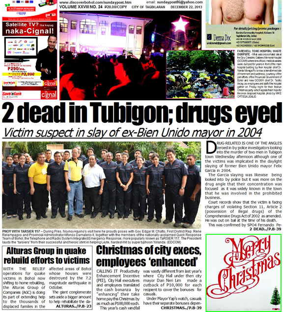 Bohol Sunday Post - Bohol Newspaper - Bohol news online - Bohol online news - Bohol latest news - Bohol news update - Bohol breaking news - What's happening in Bohol, Bohol earthquake