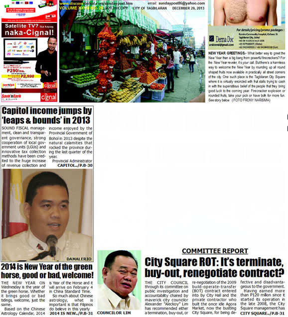 Bohol Sunday Post - Bohol Newspaper - Bohol news online - Bohol online news - Bohol latest news - Bohol news update - Bohol breaking news - What's happening in Bohol, Bohol earthquake