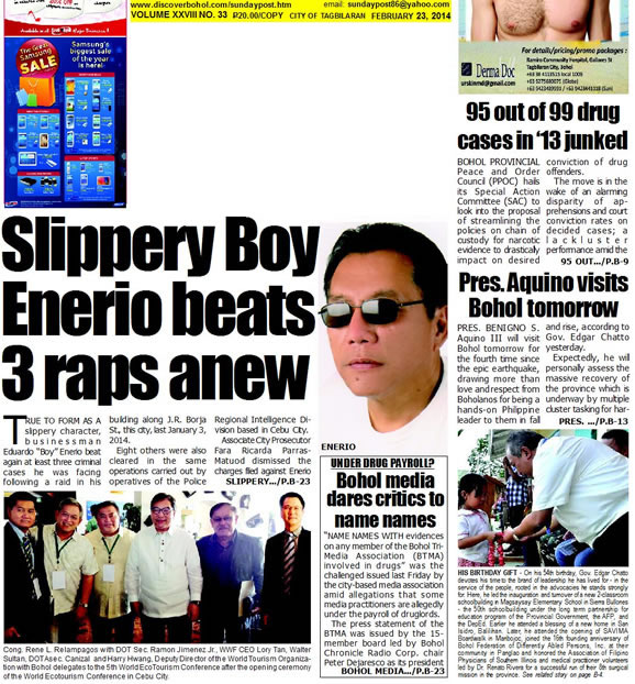 Bohol Sunday Post - Bohol Newspaper - Bohol news online - Bohol online news - Bohol latest news - Bohol news update - Bohol breaking news - What's happening in Bohol, Bohol earthquake