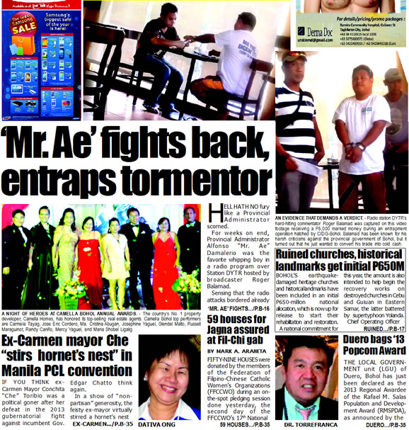 Bohol Sunday Post - Bohol Newspaper - Bohol news online - Bohol online news - Bohol latest news - Bohol news update - Bohol breaking news - What's happening in Bohol, Bohol earthquake