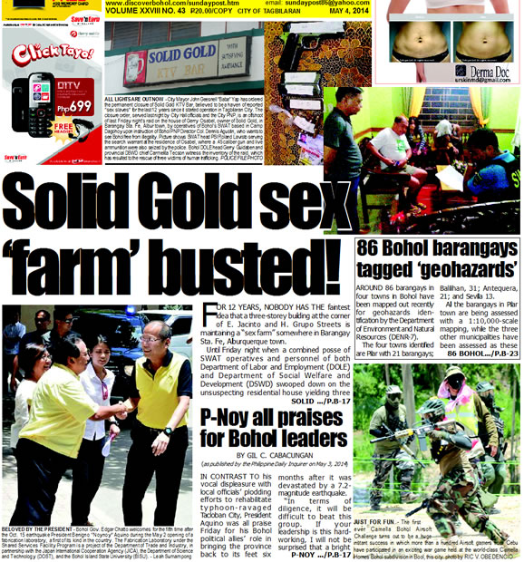 Bohol Sunday Post - Bohol Newspaper - Bohol news online - Bohol online news - Bohol latest news - Bohol news update - Bohol breaking news - What's happening in Bohol, Bohol earthquake