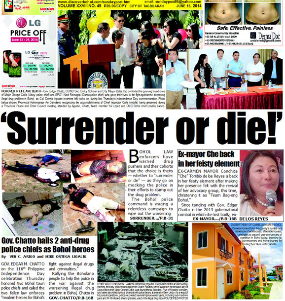 Bohol Sunday Post - Bohol Newspaper - Bohol news online - Bohol online news - Bohol latest news - Bohol news update - Bohol breaking news - What's happening in Bohol, Bohol earthquake