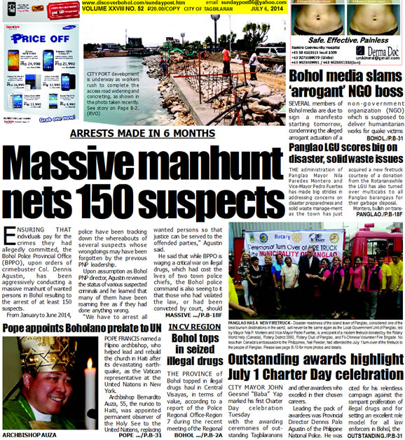 Bohol Sunday Post - Bohol Newspaper - Bohol news online - Bohol online news - Bohol latest news - Bohol news update - Bohol breaking news - What's happening in Bohol, Bohol earthquake