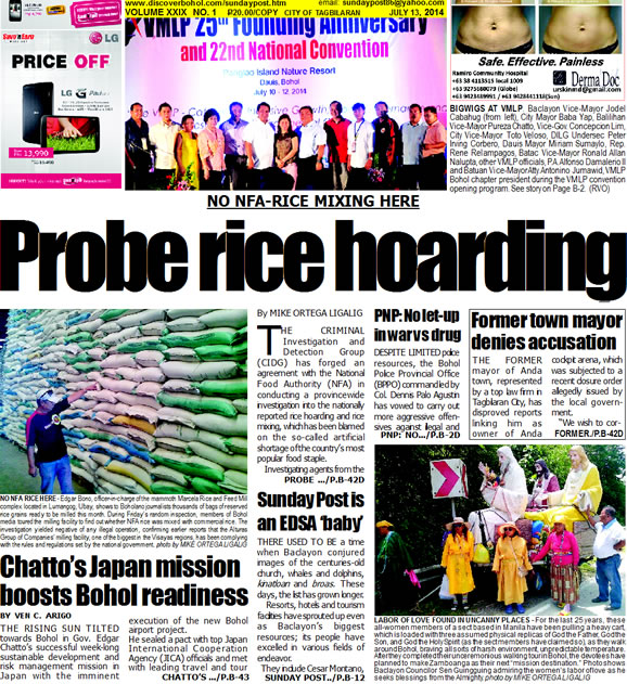 Bohol Sunday Post - Bohol Newspaper - Bohol news online - Bohol online news - Bohol latest news - Bohol news update - Bohol breaking news - What's happening in Bohol, Bohol earthquake